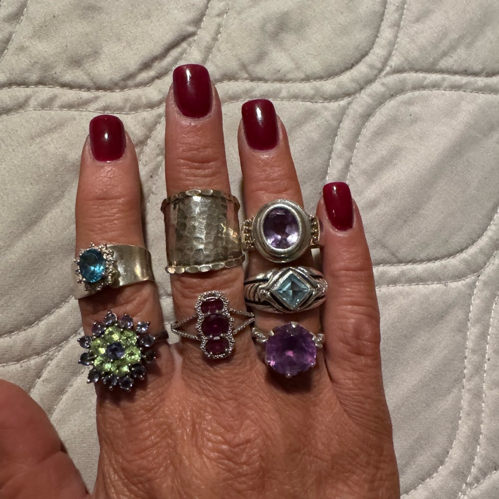 7 Sterling Silver and Gemstone Ring Lot